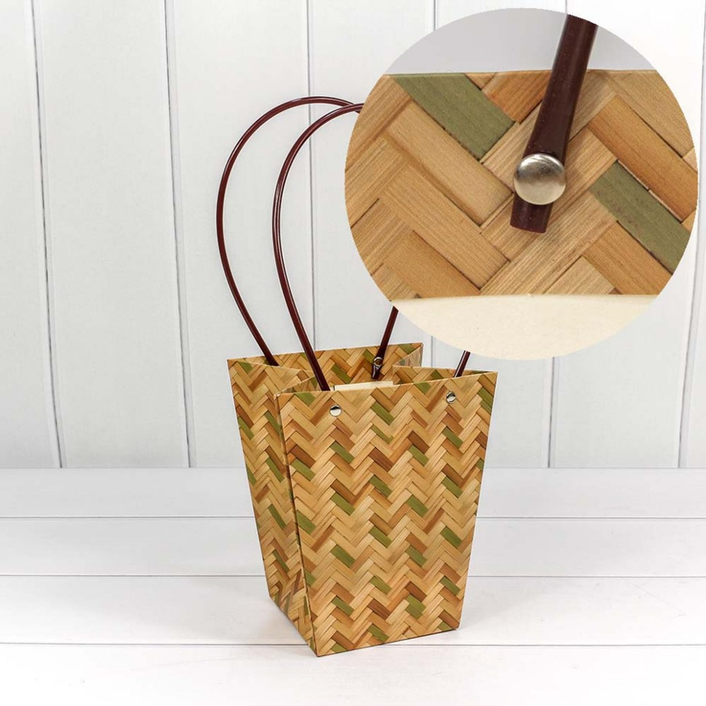 Пакет подарочный 20х17х12см Ваза для цветов "Корзина" (Плетеный)