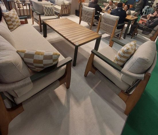 Комплект лаунж мебели Elif цвет темно-зеленый/натуральный/бежевый