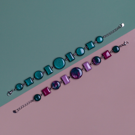 Браслет Детальный - Круг - Изумруд