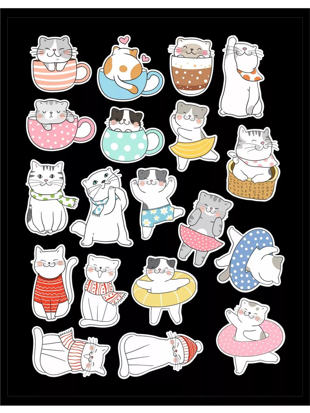 Наклейки детские на телефон стикеры на карту Котики