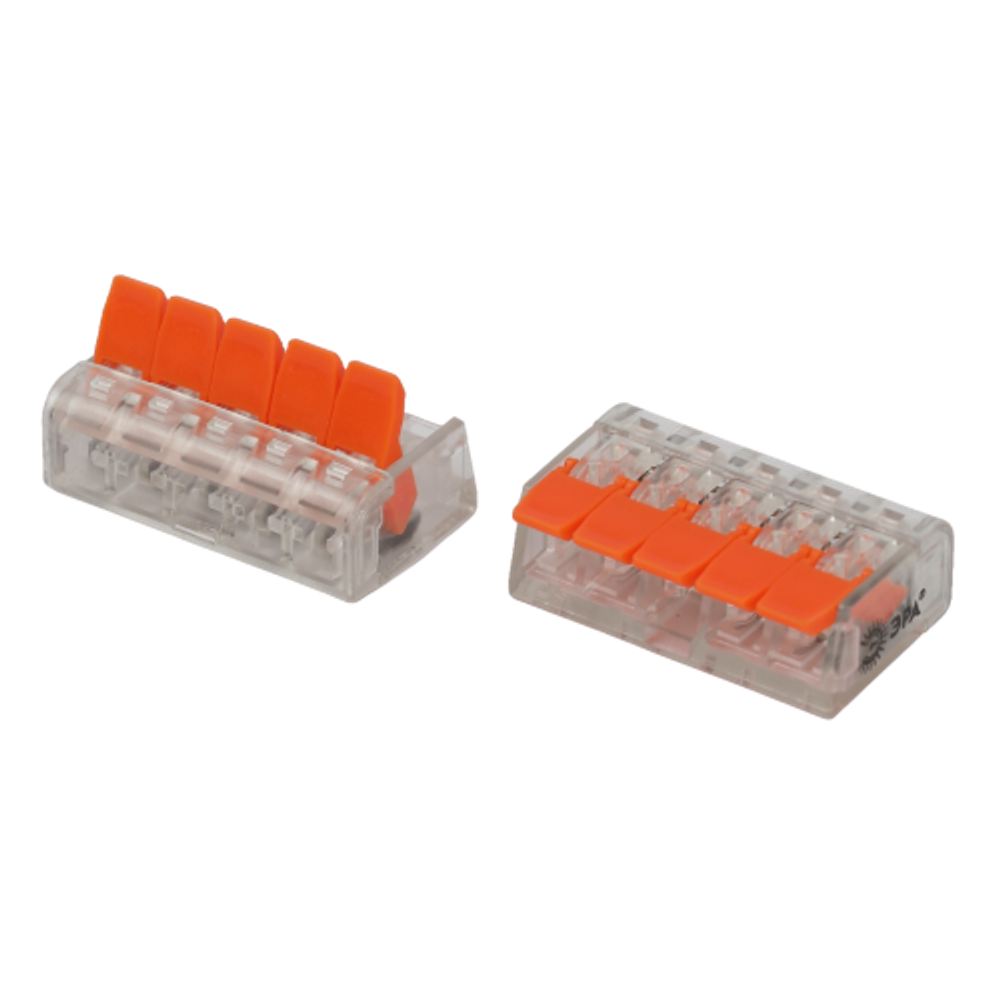 Клемма ЭРА NO-225-431 универсальная 221-415 компактная с рычагами 5-проводная 0.2-4 мм2 (упаковка 2 шт.)