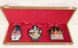 Набор из 3-х ёлочных игрушек  "Русская зима" с росписью Палех