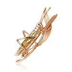 Брошь «Кузнечик» из красного золота с эмалью