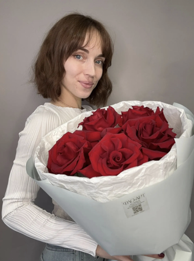 Бордовые французские розы (5шт)