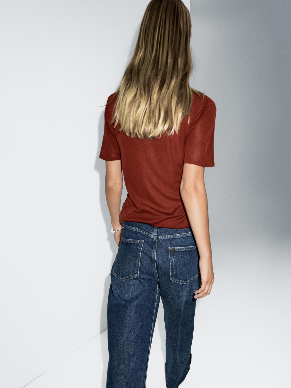 Massimo Dutti Футболка с высоким воротником, темно-розовый