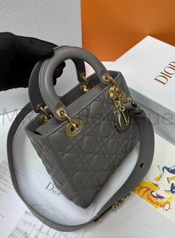 Женская сумка Lady Dior My ABC квадратная темно-серого цвета