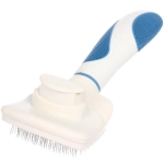 Расческа - пуходёрка для животных «ЛАПУСИКИ», коллекция БРО, прорезиненная ручка, цвет белый/голубой, 7.5*19.5см (блистер)