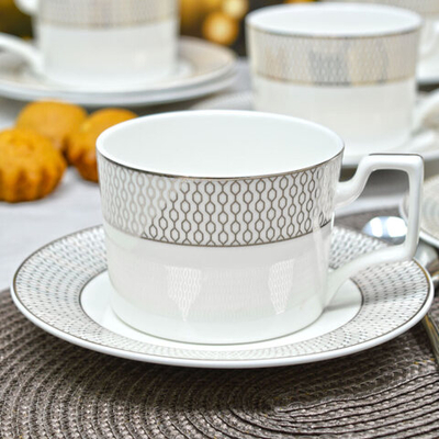 Чайный набор 12 предметов 250мл "Севилья серебро", костяной фарфор