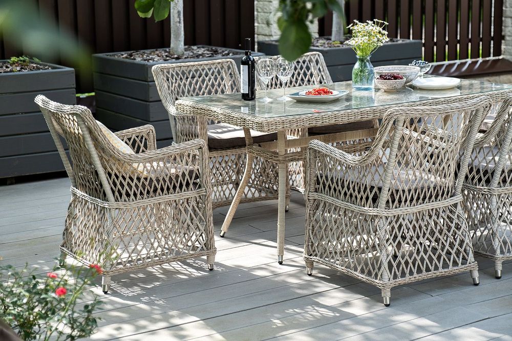 "Латте" обеденная группа плетеная, цвет бежевый