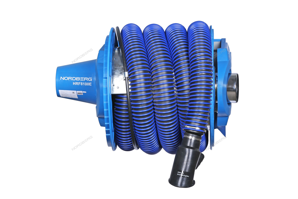 Катушка для сбора выхлопных газов с автоматическим приводом со шлангом L=8 м, D=100 мм и насадкой NORDBERG HRF8100E-KIT