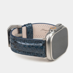 Ремешок для Apple Watch Ultra 49mm из кожи питона, синего цвета