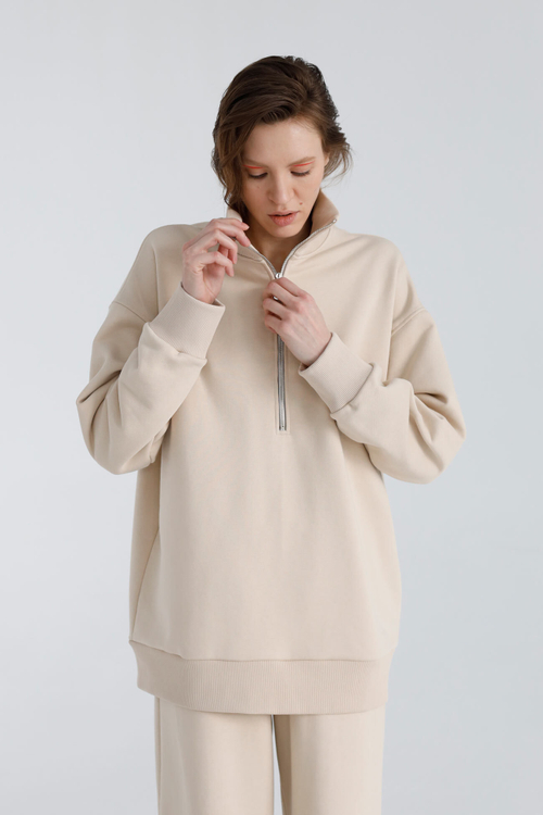 Футболка "бойфренд" из футера б/н, унисекс, молоко