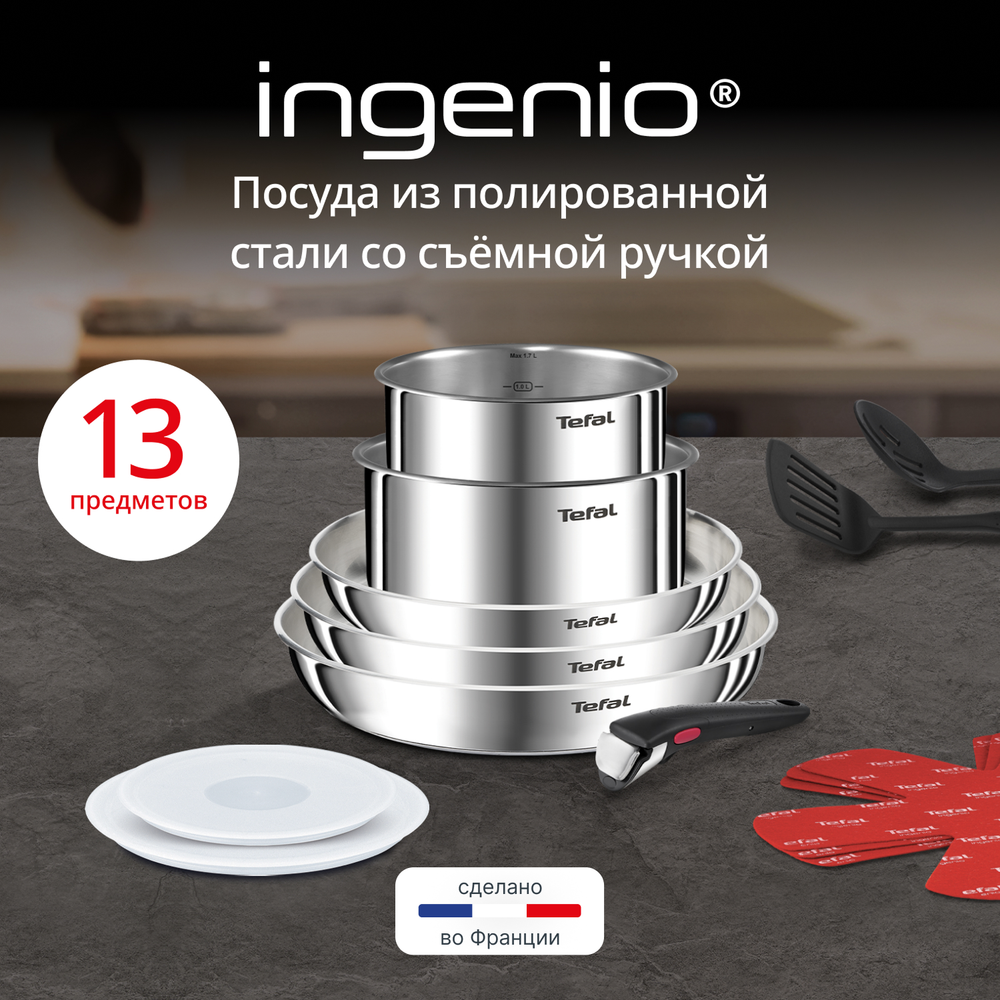 Набор посуды со съемной ручкой 13 предметов Tefal Ingenio Emotion L896SD04