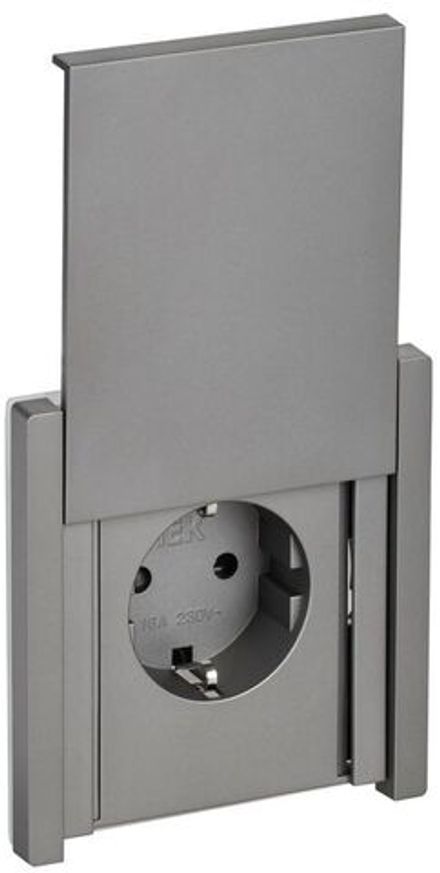 Розетка СП FORTE&PIANO16А IP44 FP519 с заземл. защ. шторки с крышкой безвинт. крепл. сталь IEK FP-R16-16-1-44-K46