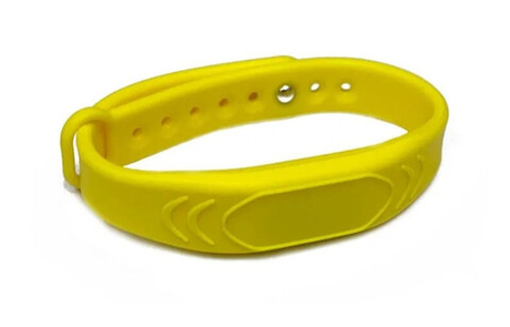 Силиконовый RFID браслет доступа Mifare 1K с застежкой, одноцветный желтый