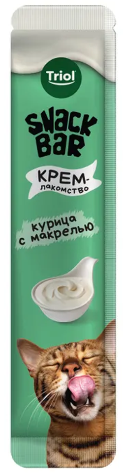 Triol, Лакомства для кошек, Крем из курицы с макрелью, 40 гр.