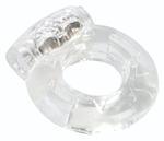 Толстое прозрачное эрекционное кольцо с вибратором (Цвет: прозрачный)
