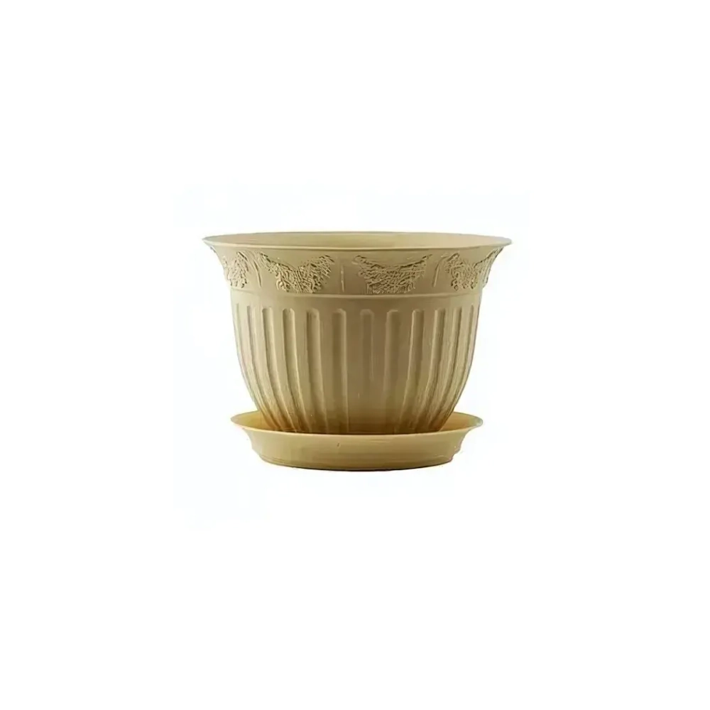 Горшок Виноград, D 19, 1,6 л, кремовый с поддоном