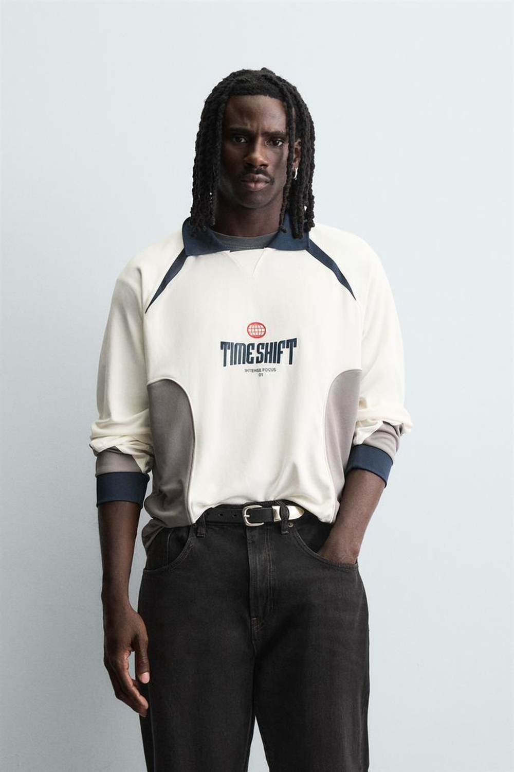 ZARA ПОЛО С ПРИНТОМ, ЭКРЮ