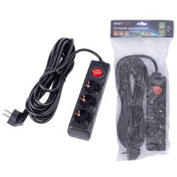 S-GCU3-7B BLACK Удлинитель серии Ultra. шнур 7м.. 3 гнезда. 16A. с-з. Черный. TM Uniel