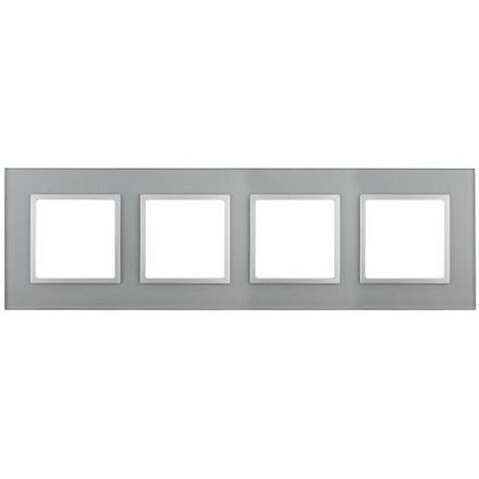 Рамка 4-м 14-5104-03 стекло Elegance алюм.+алюм. ЭРА Б0034526