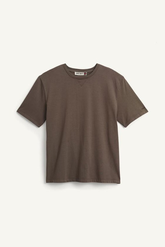 ZARA ФУТБОЛКА СВОБОДНОГО КРОЯ, СЕРО-КОРИЧНЕВЫЙ