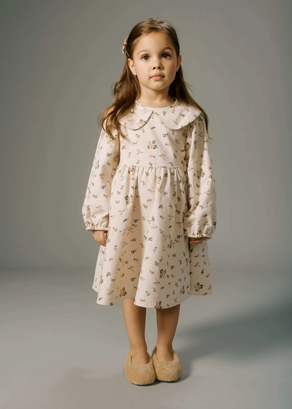 Платье фланель (магнолия на бежевом)