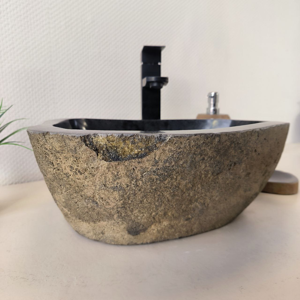 Раковина из речного камня RS-66025 43х37х15 из натурального камня