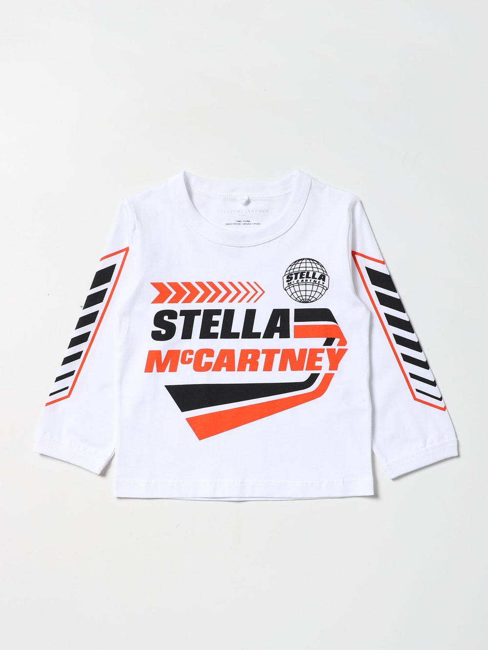 Футболка с длинным рукавом STELLA McCARTNEY Белый/Черно-оранжевый принт (Мальчик)