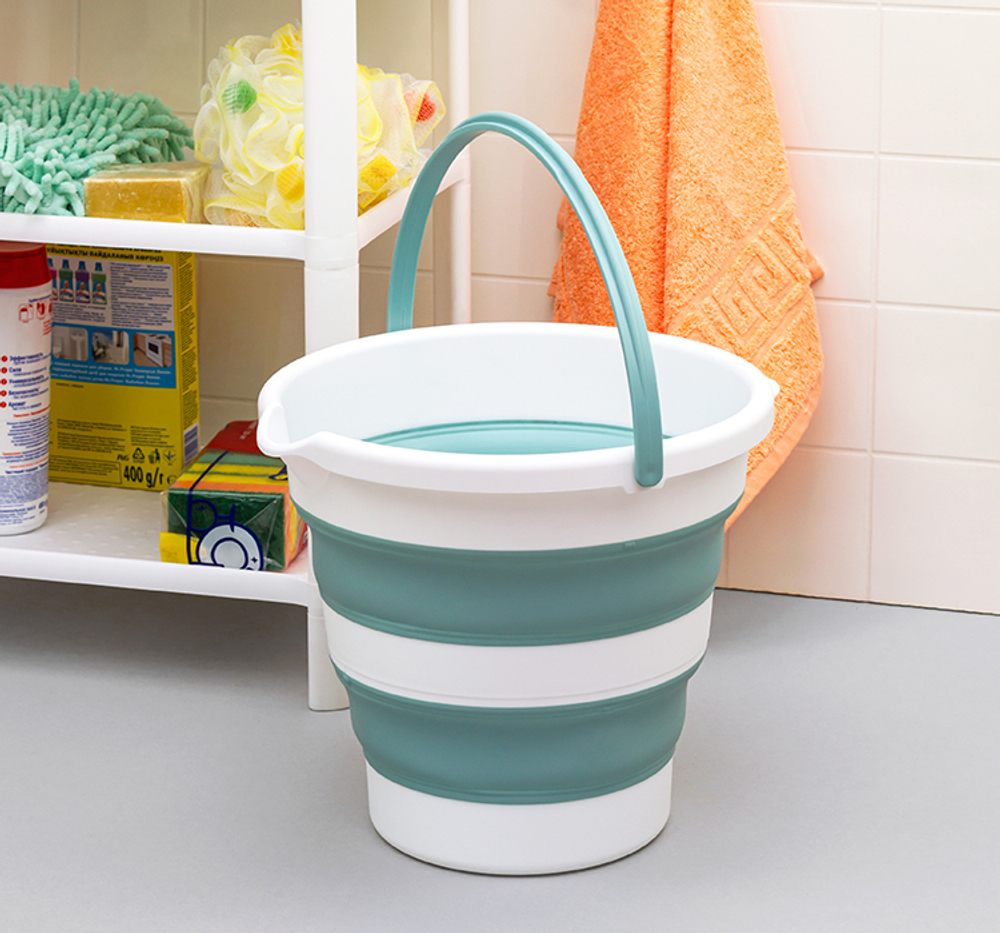 Ведро ФЛЕКС 5 л складное, носик для слива, отверстие для подвешивания, материал- полипропилен, ТЭП М2414