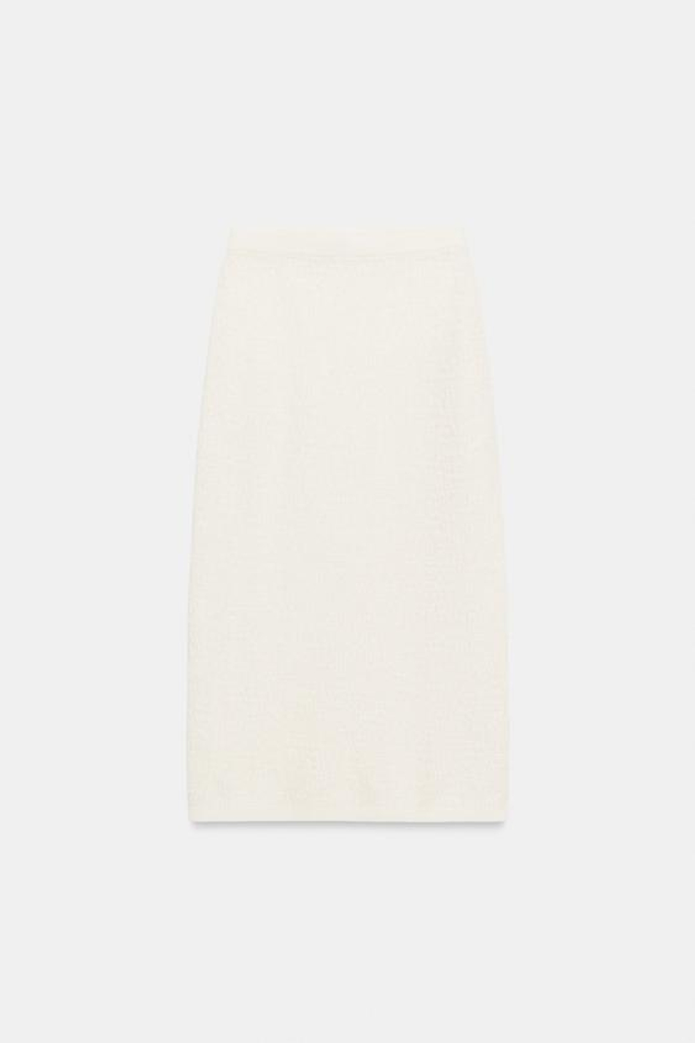 ZARA ПРЯМАЯ ЮБКА ИЗ СТРУКТУРНОГО ТРИКОТАЖА, ЭКРЮ