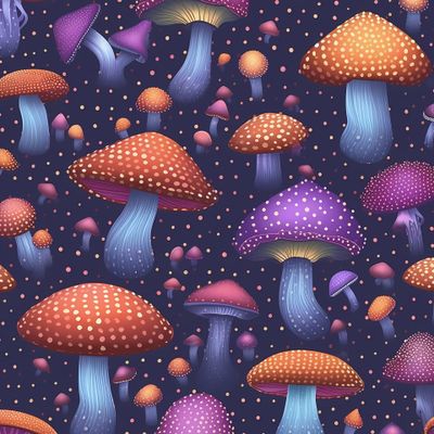Сказочные грибы. Неоновое волшебство. Магия.