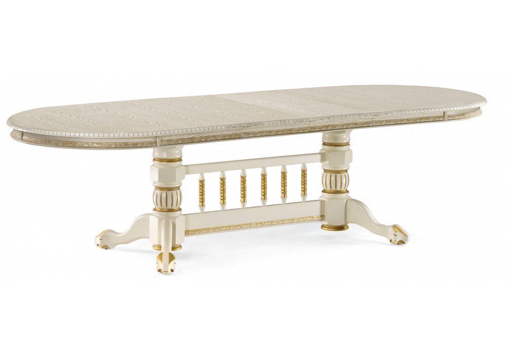 Стол деревянный Woodville Кантри крем с золотой патиной