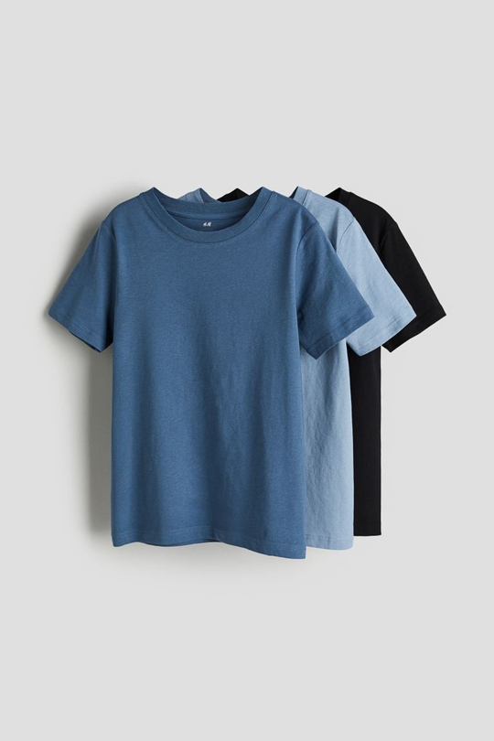 H&M Набор из трех однотонных футболок, синий