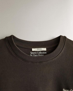 ZARA HOME ХЛОПКОВАЯ СПОРТИВНАЯ ТОЛСТОВКА, КОРИЧНЕВЫЙ