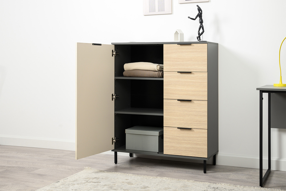 Комод Марвэл 16.234.01, Темно-серый, Сатин, Плэйн