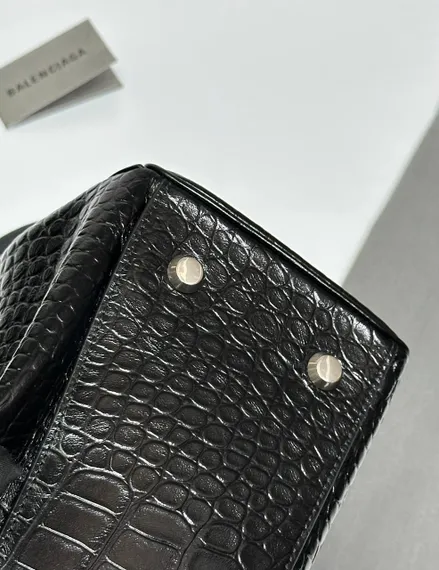 BALENCIAGA RODEO HANDBAG с крокодиловым тиснением, черная
