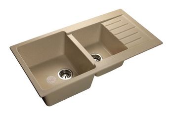 GRANFEST Мойка мрамор PRACTIC GF-P--980KL  2 чаши с  крылом 980*510 мм  бежевый
