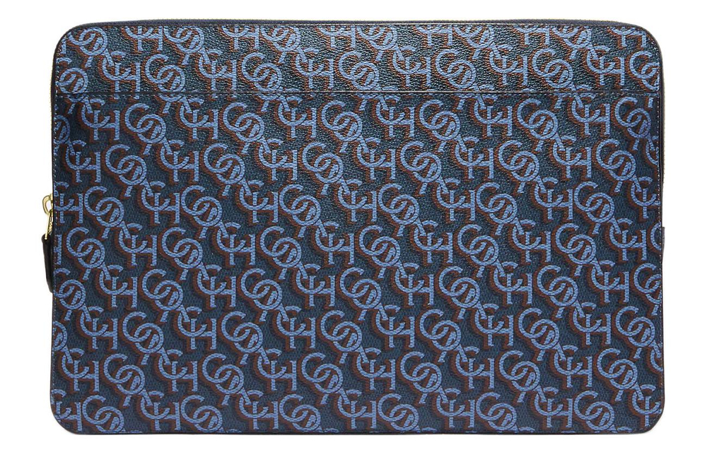 COACH Canvas With Leather Clutch Laptop Bag Women"s Blue