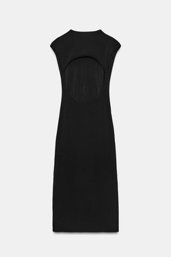 ZARA ПЛАТЬЕ МИДИ ИЗ ЭЛАСТИЧНОЙ ТКАНИ, ЧЕРНЫЙ
