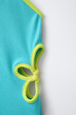 ZARA КУПАЛЬНИК С РЕЛЬЕФНЫМ ВЫРЕЗОМ, БИРЮЗОВЫЙ