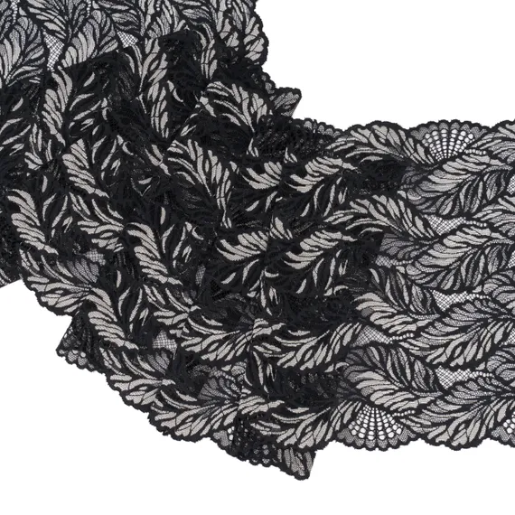 Кружево эластичное черное/серое 22 см, Китай