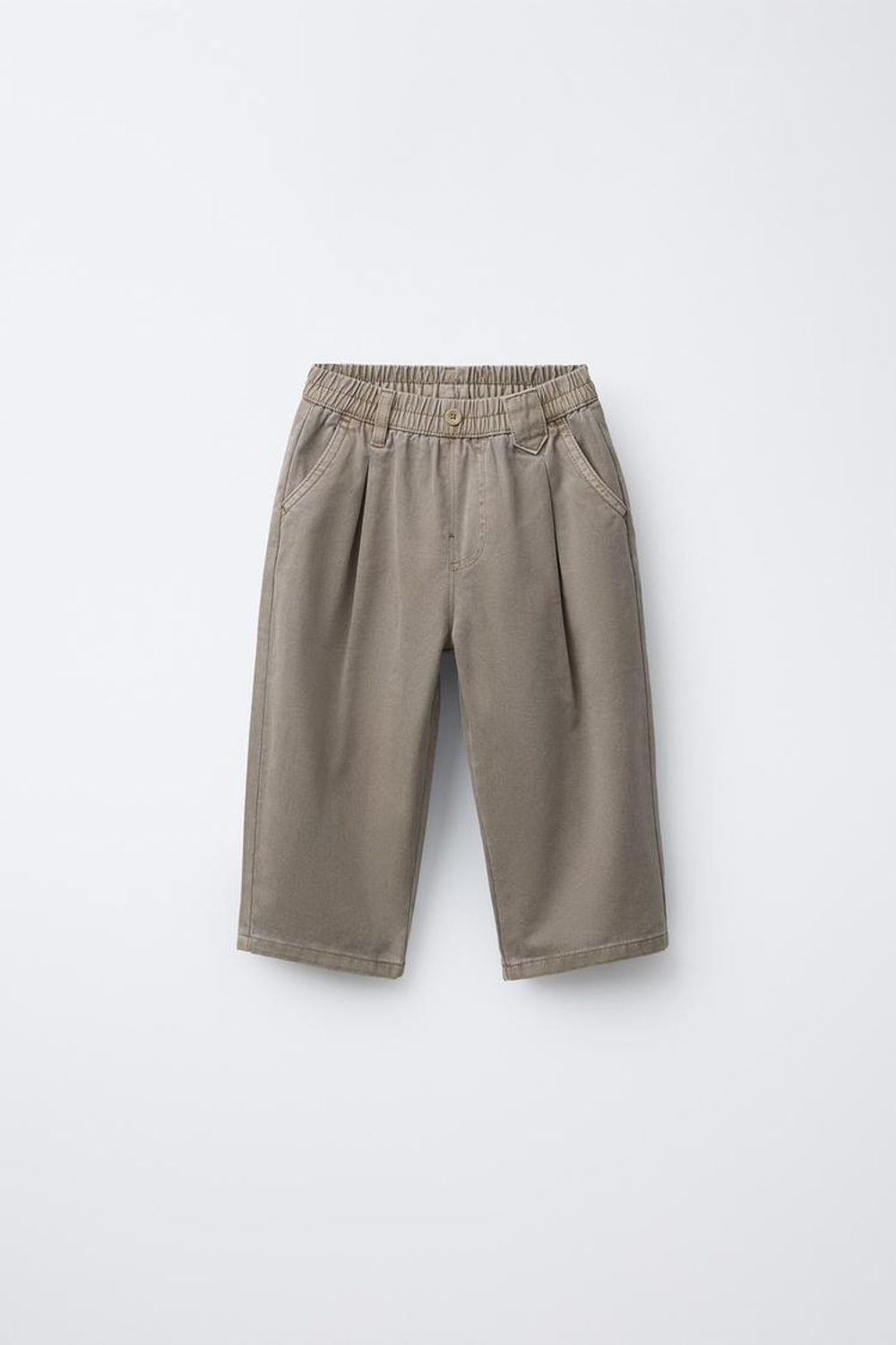 ZARA БРЮКИ BALLOON С ЗАЩИПАМИ, СЕРОВАТО-КОРИЧНЕВЫЙ