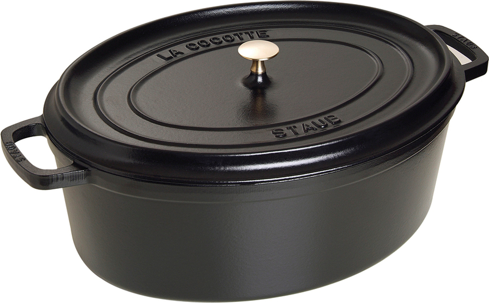 Кастрюля Staub La Cocotte, 12 л, 41 см, чугун, антипригарное покрытие, чёрная