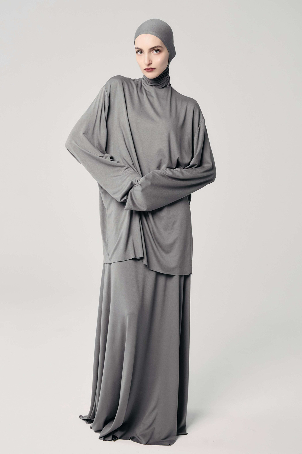 Юбка база широкая серая