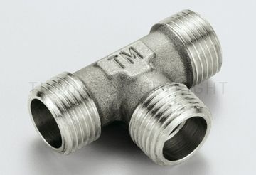 Тройник латунный Tiemme 1" НР с наружной резьбой никелированный фитинг 1500391