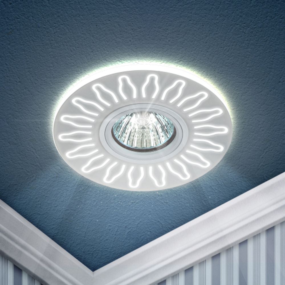 DK LD31 WH Светильник ЭРА декор cо светодиодной подсветкой MR16, 220V, max 11W, белый | Встраиваемые LED светильники