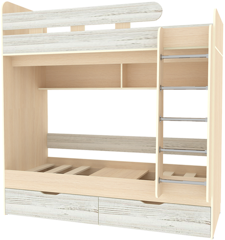Двухъярусная кровать КарИВи Юниор 5 80x160  Дуб Молочный Винтерберг