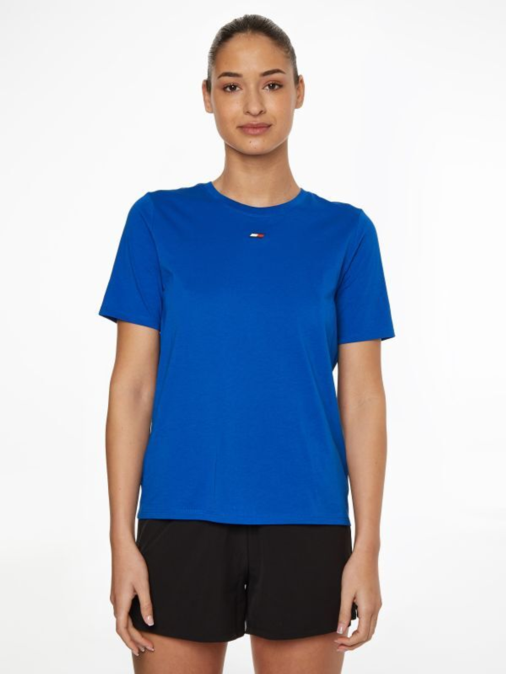 Женская теннисная футболка Tommy Hilfiger Regular Tape Tee - kettle blue