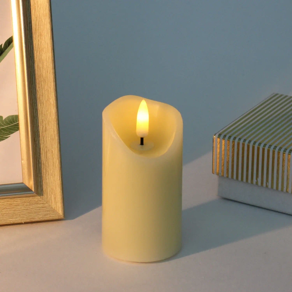 Сувенир с подсветкой «Свеча восковая - Искра» 5,3*10 см - облита воском (работает от батареек 2 АА)